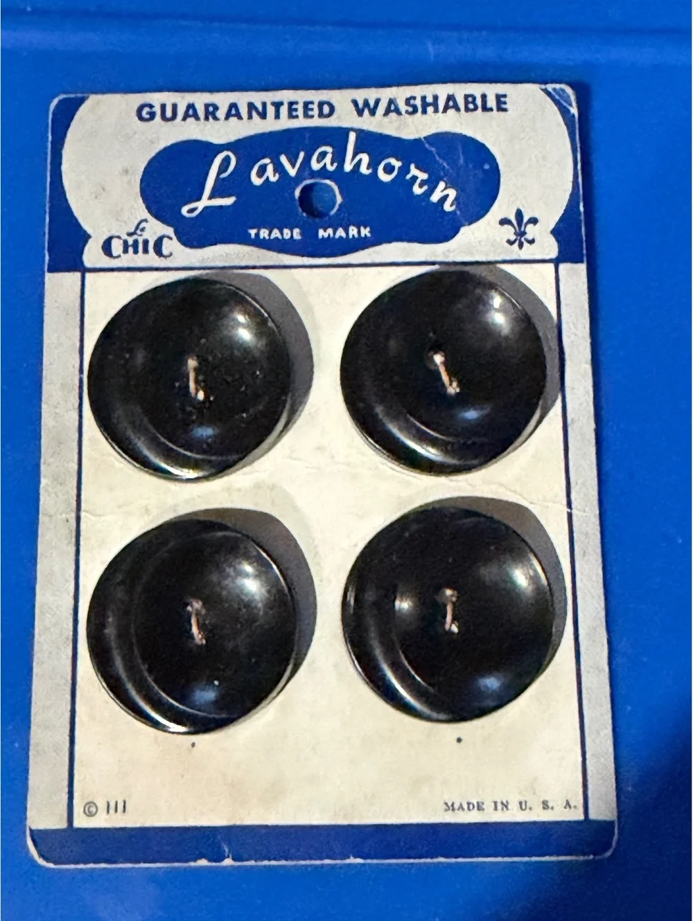 Vintage Lavahorn Chic Black Buttons Set, Guaranteed Washable